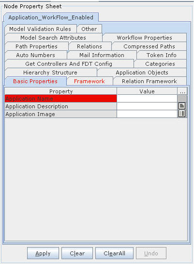 Application Workflow Enabled Node Property Sheet