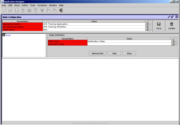 Workflow Designer Frame-Node Configuration Frame