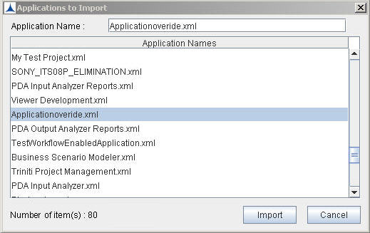 Import/Export Frame-Application to Import