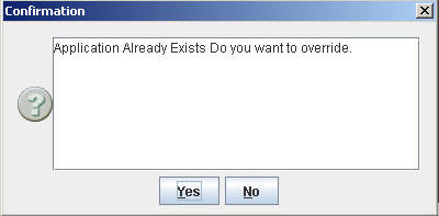 Import/Export Frame-Confirmation Dialog Box that Application Already Exists