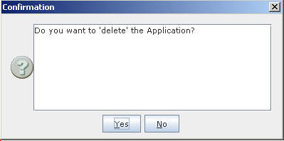 Importing/Exporting Operations-Confirmation Dialog Box for Deleting Application