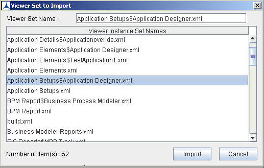 Import Viewer Instance Set-Viewer Set to Import Dialog Box